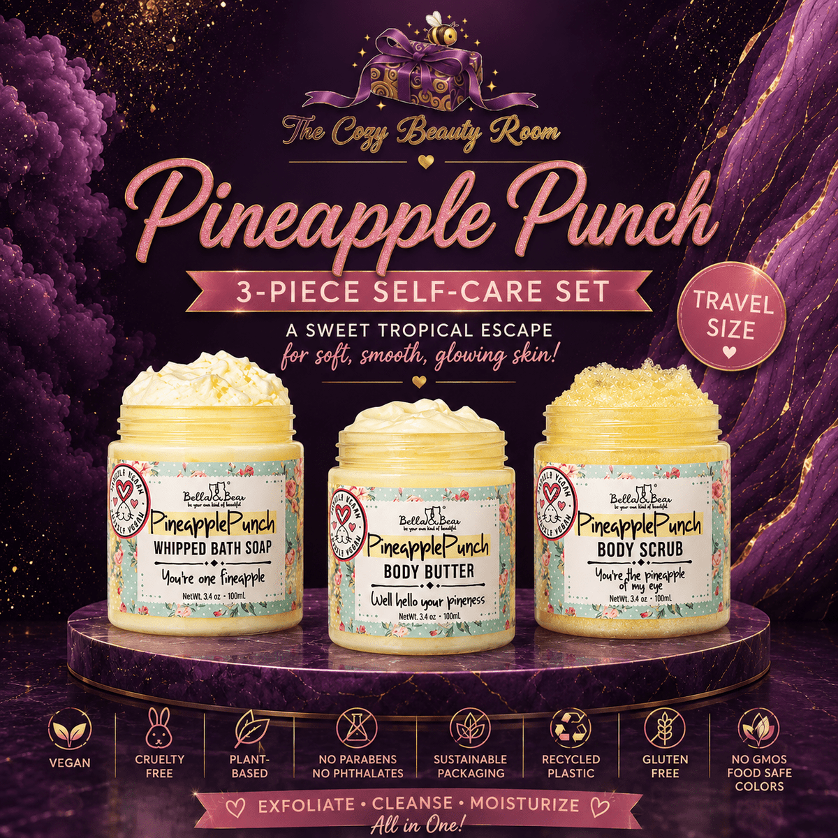 Pineapple Punch 3-Piece Self-Care Set 🍍✨ - 💜 The Cozy Beauty Room