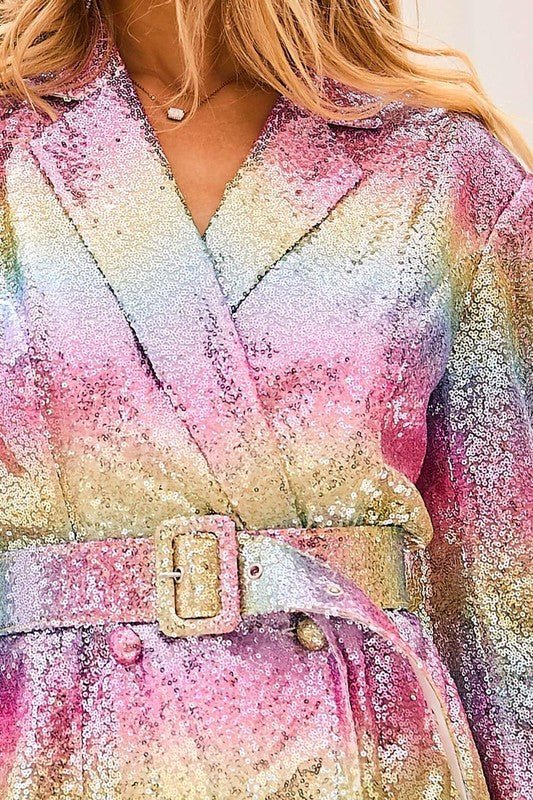 Rainbow Sequin Jacket Dress — Make Your Entrance Sparkle - 💜 The Cozy Beauty Room