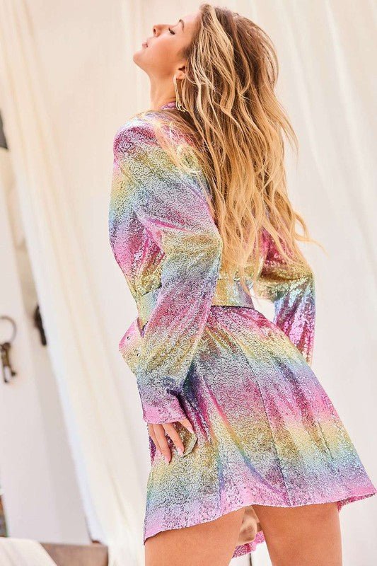 Rainbow Sequin Jacket Dress — Make Your Entrance Sparkle - 💜 The Cozy Beauty Room